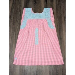 j.marie Pink Gingham Embroidered Sleeveless‎ Dress Size M Cotton Blend Casual